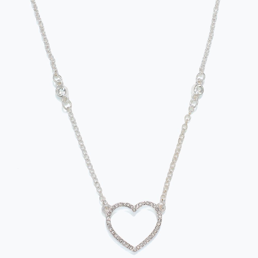 NECKLACE - CRYSTAL OPEN HEART IN SILVER
