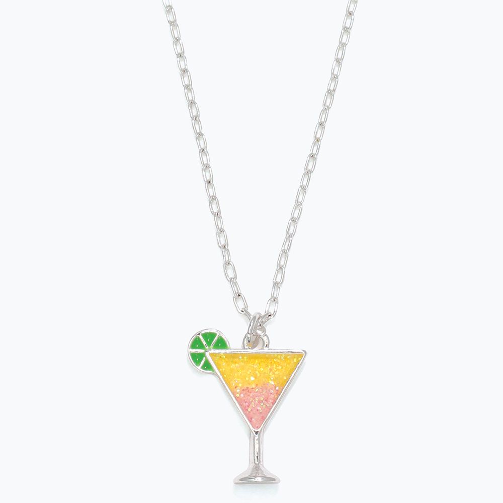 NECKLACE - COCKTAIL GLASS IN SILVER