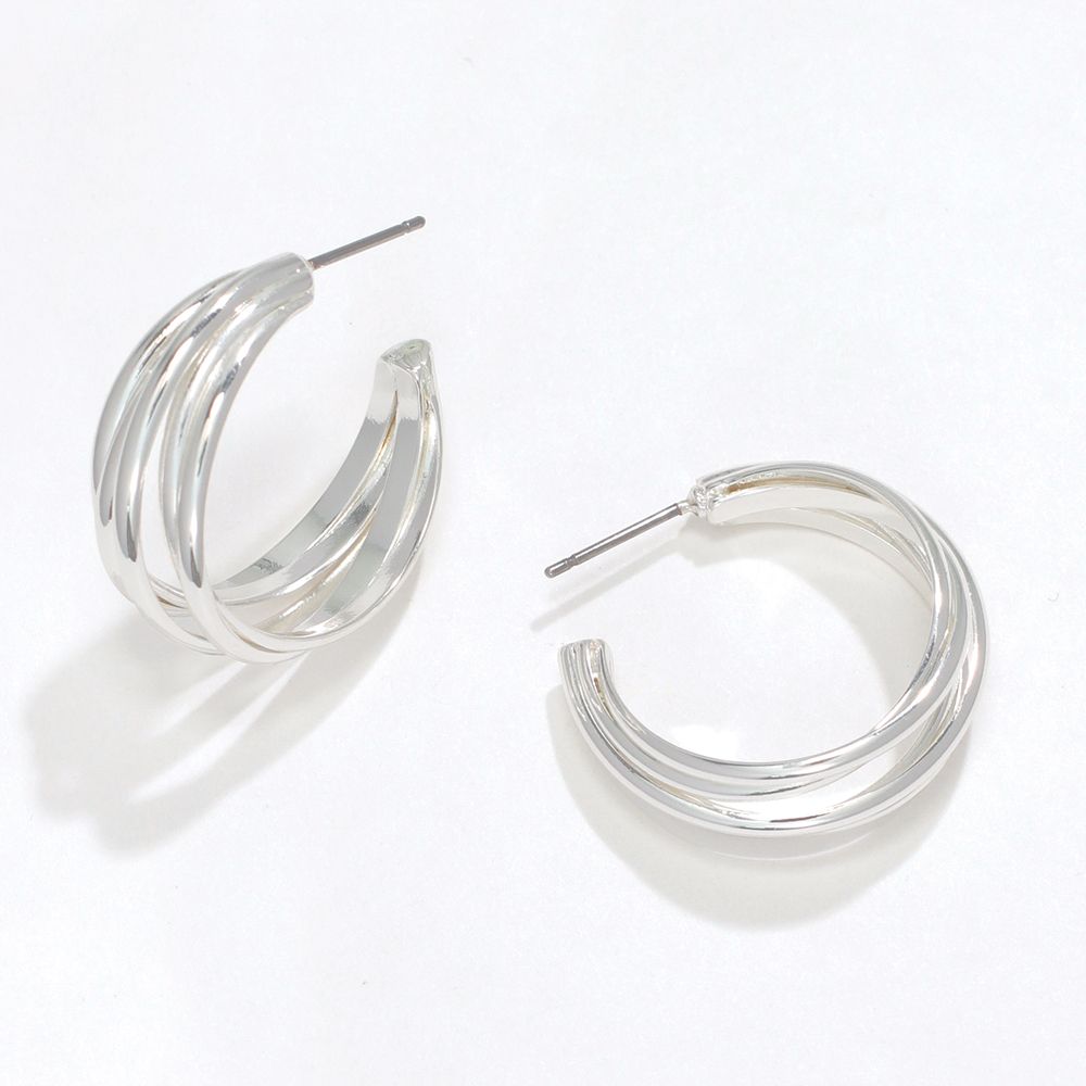EARRINGS - SILVER TRIPLE HOOPS