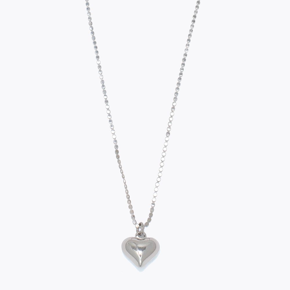 NECKLACE - SILVER PUFFED HEART