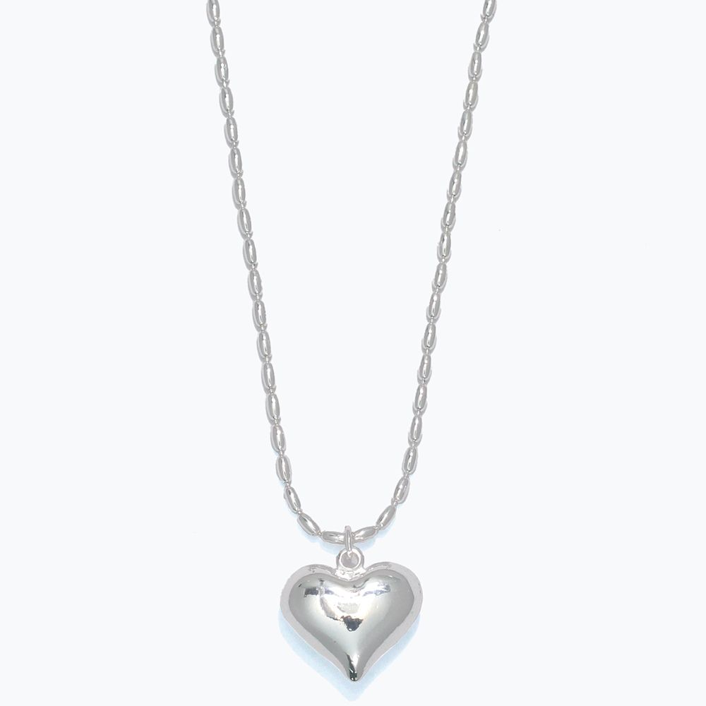 NECKLACE - SILVER PUFFED HEART PENDANT
