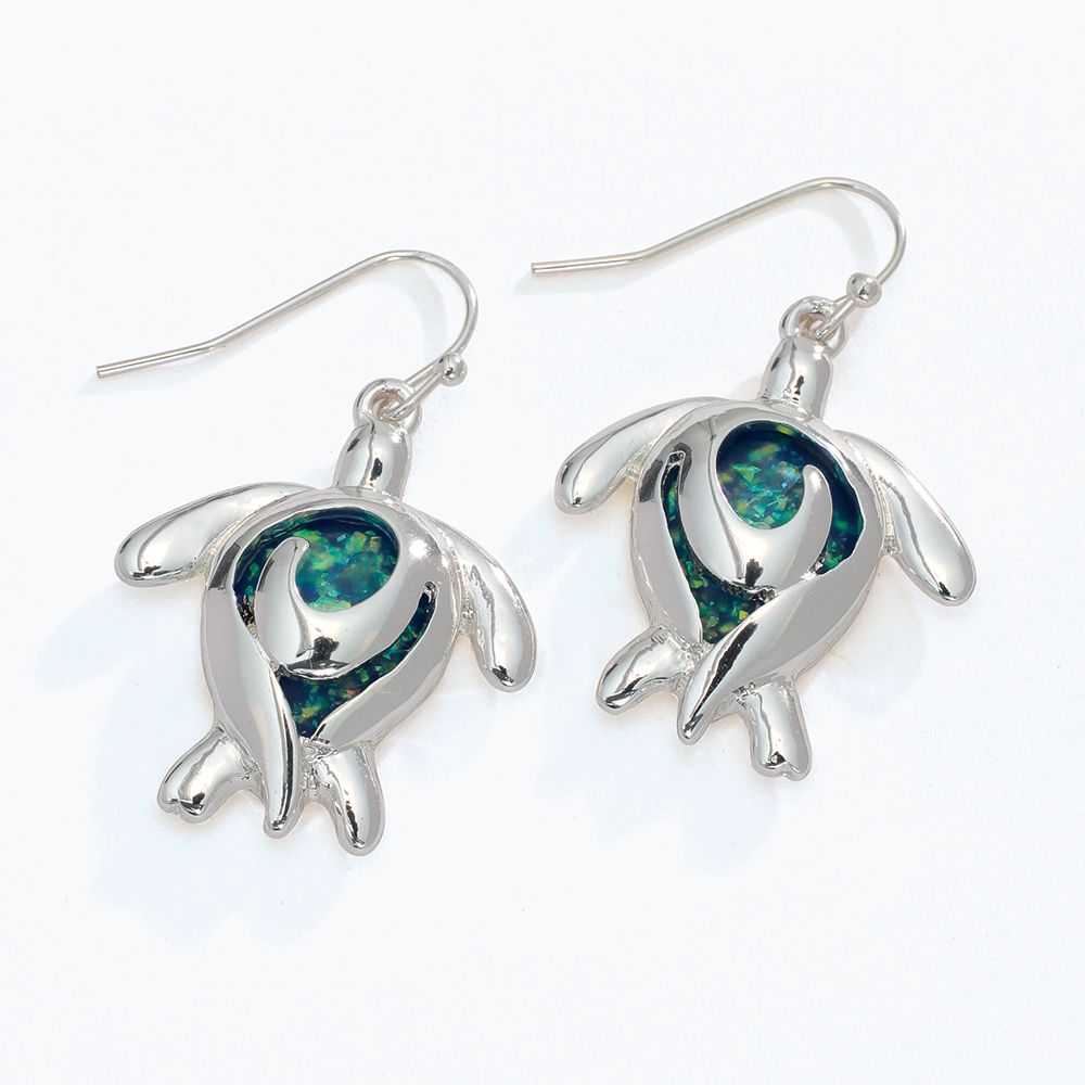 EARRINGS - SILVER TURTLES WITH ABALONE