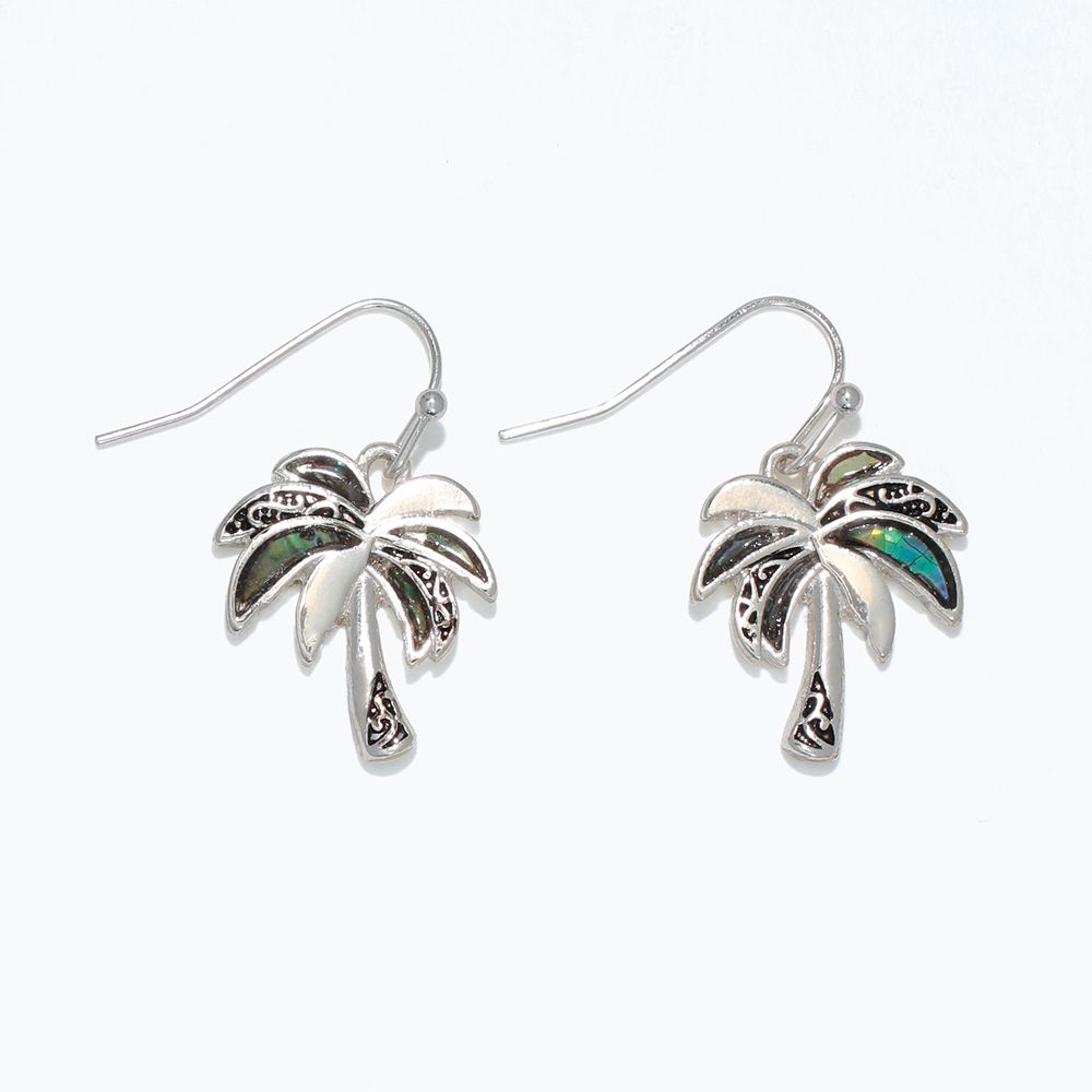 EARRINGS - SILVER PALM TREES WITH ABALONE