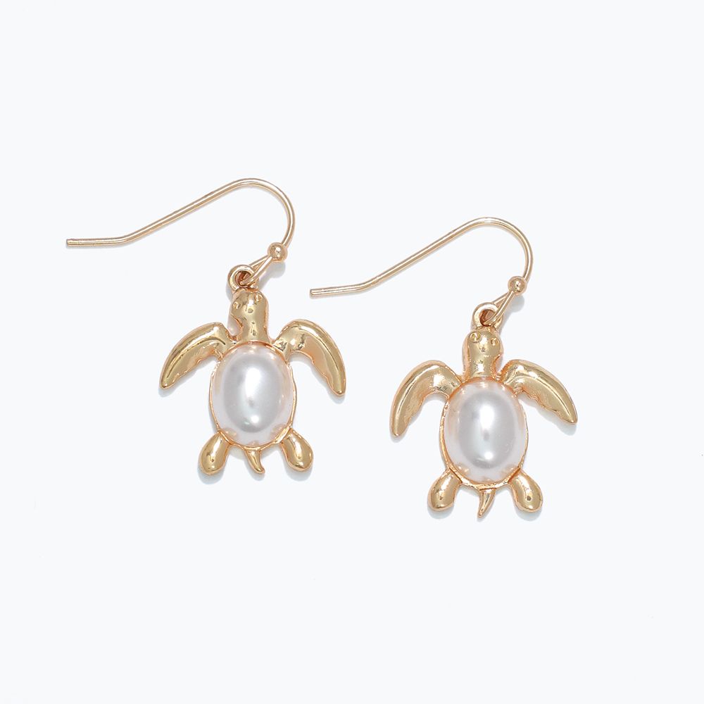 EARRINGS - GOLD TURTLES WITH PEARL