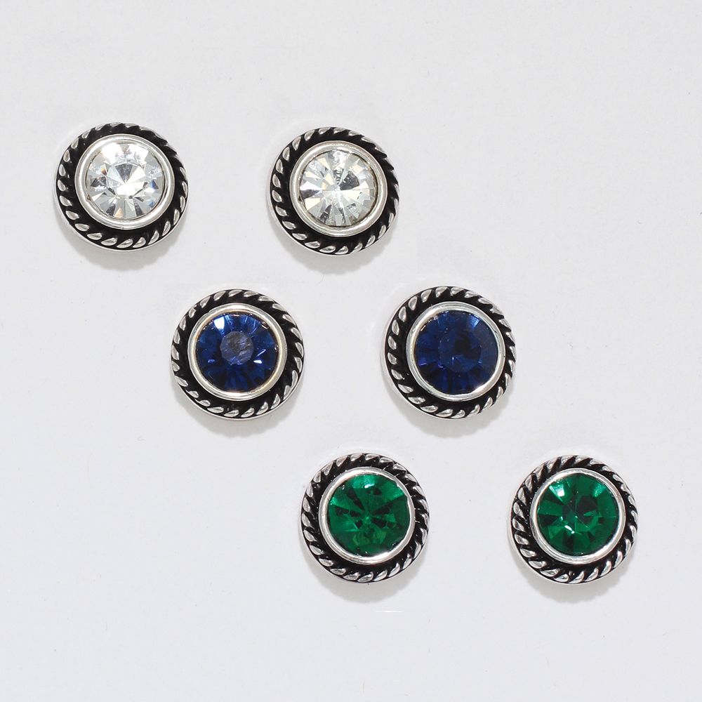 EARRINGS - CRYSTAL STUD TRIO SET