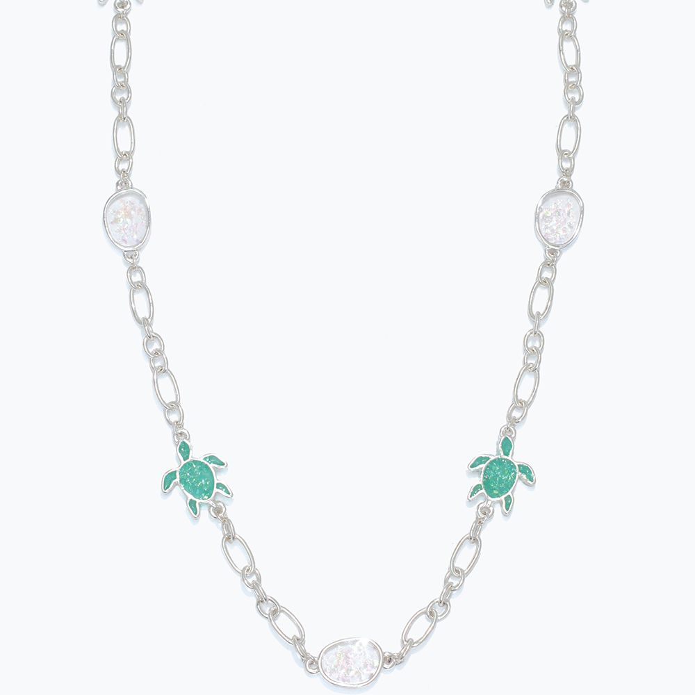 NECKLACE - SILVER LINKS WITH TURTLES