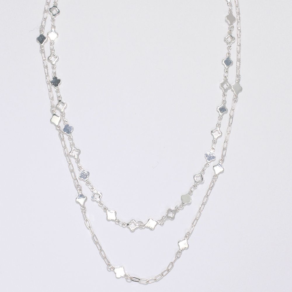 NECKLACE - LAYERED SILVER STATION CHAIN
