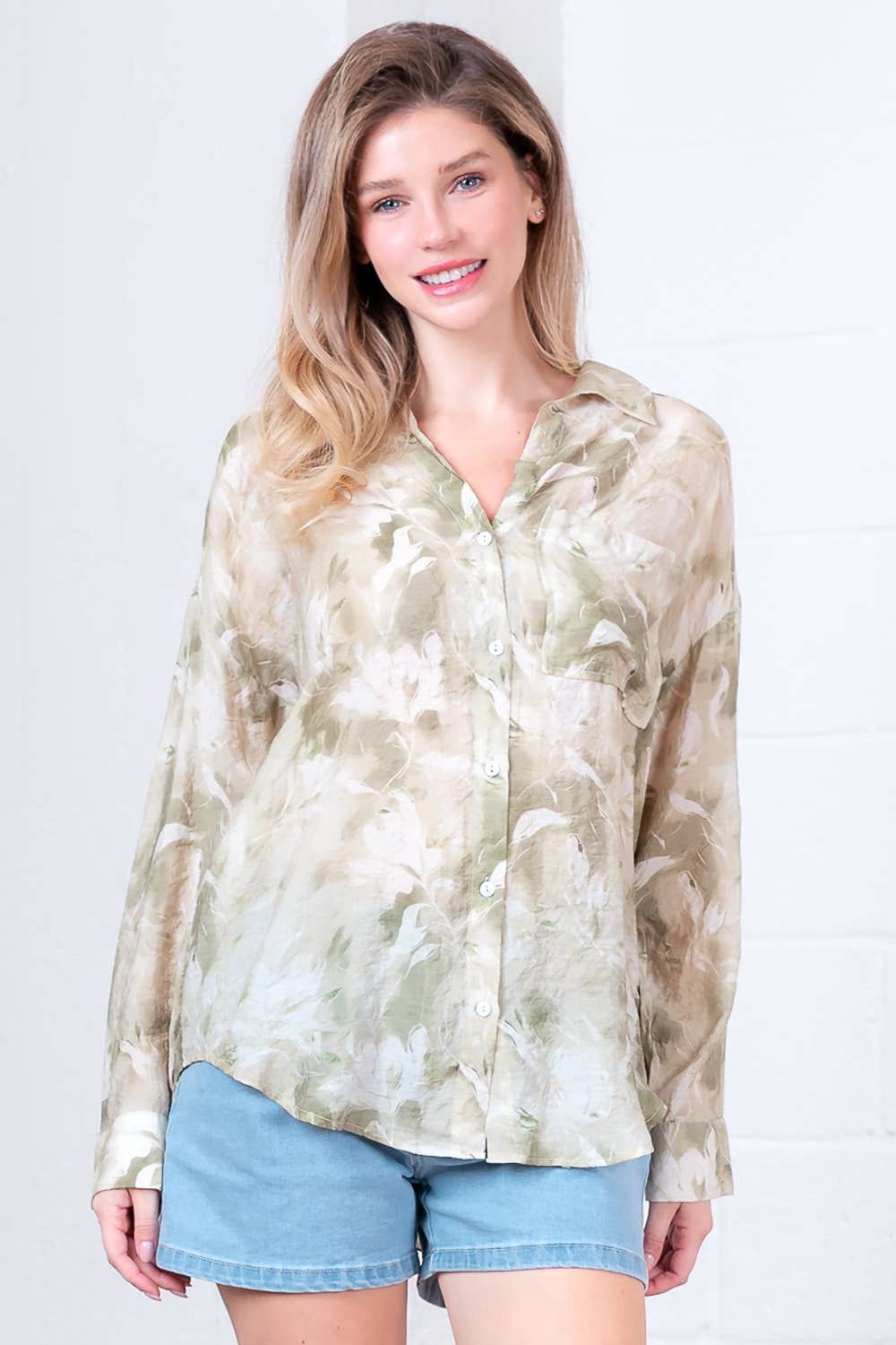 L/S Printed Button Down