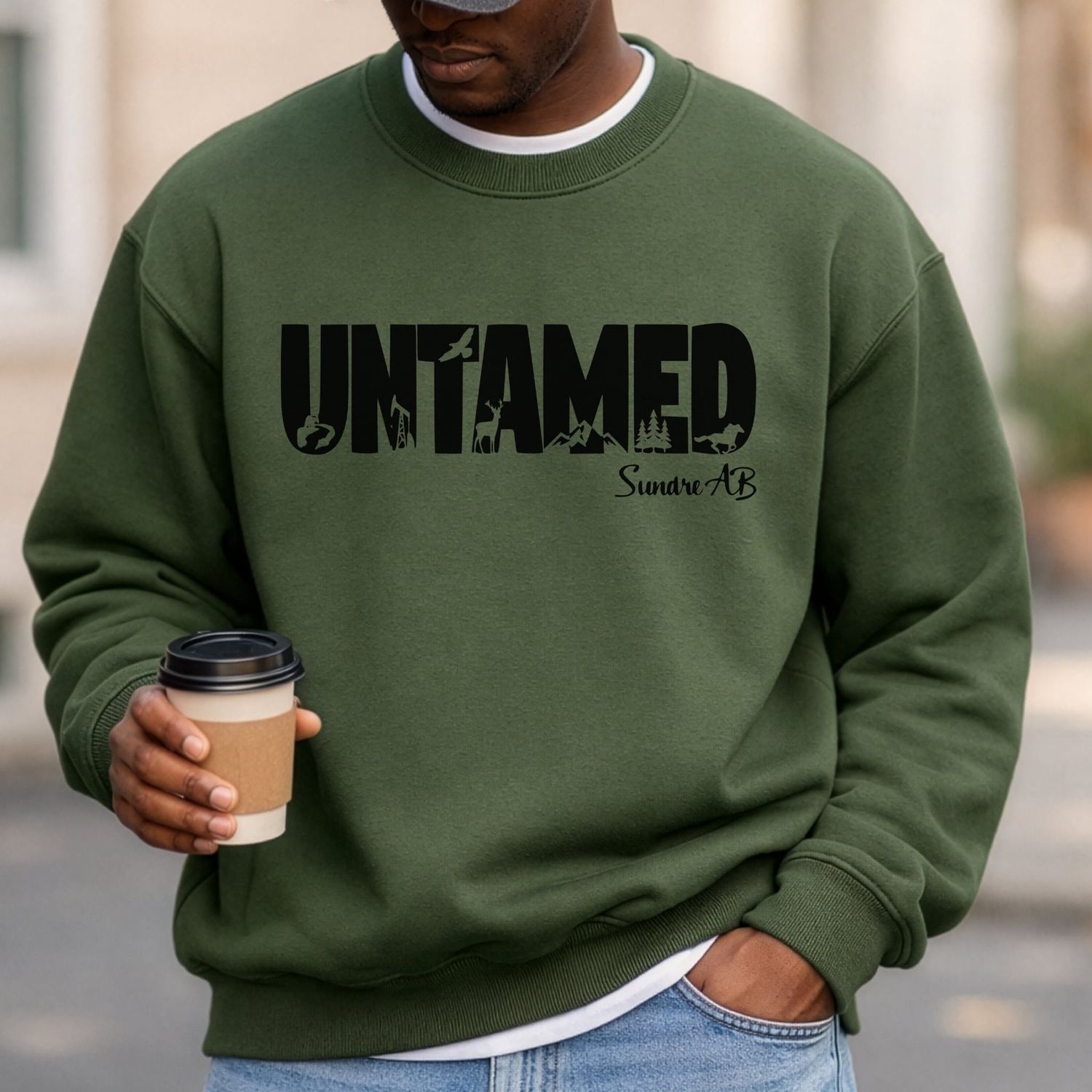 Untamed Crew Neck Sweatshirt, Colour: green, Size: small