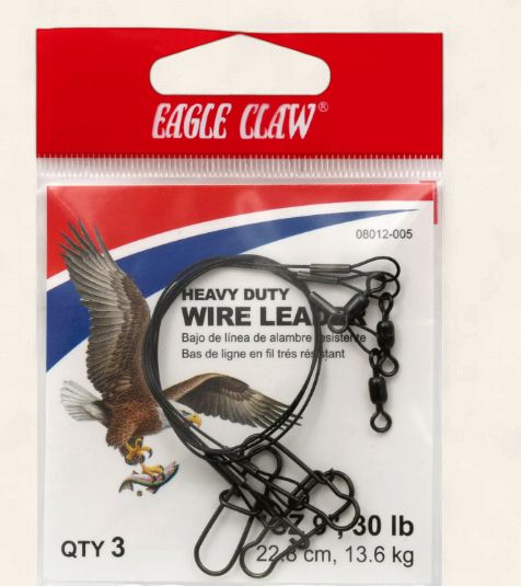 Eagle Claw Heavy Duty Wire Leaders 9" 20lb Black