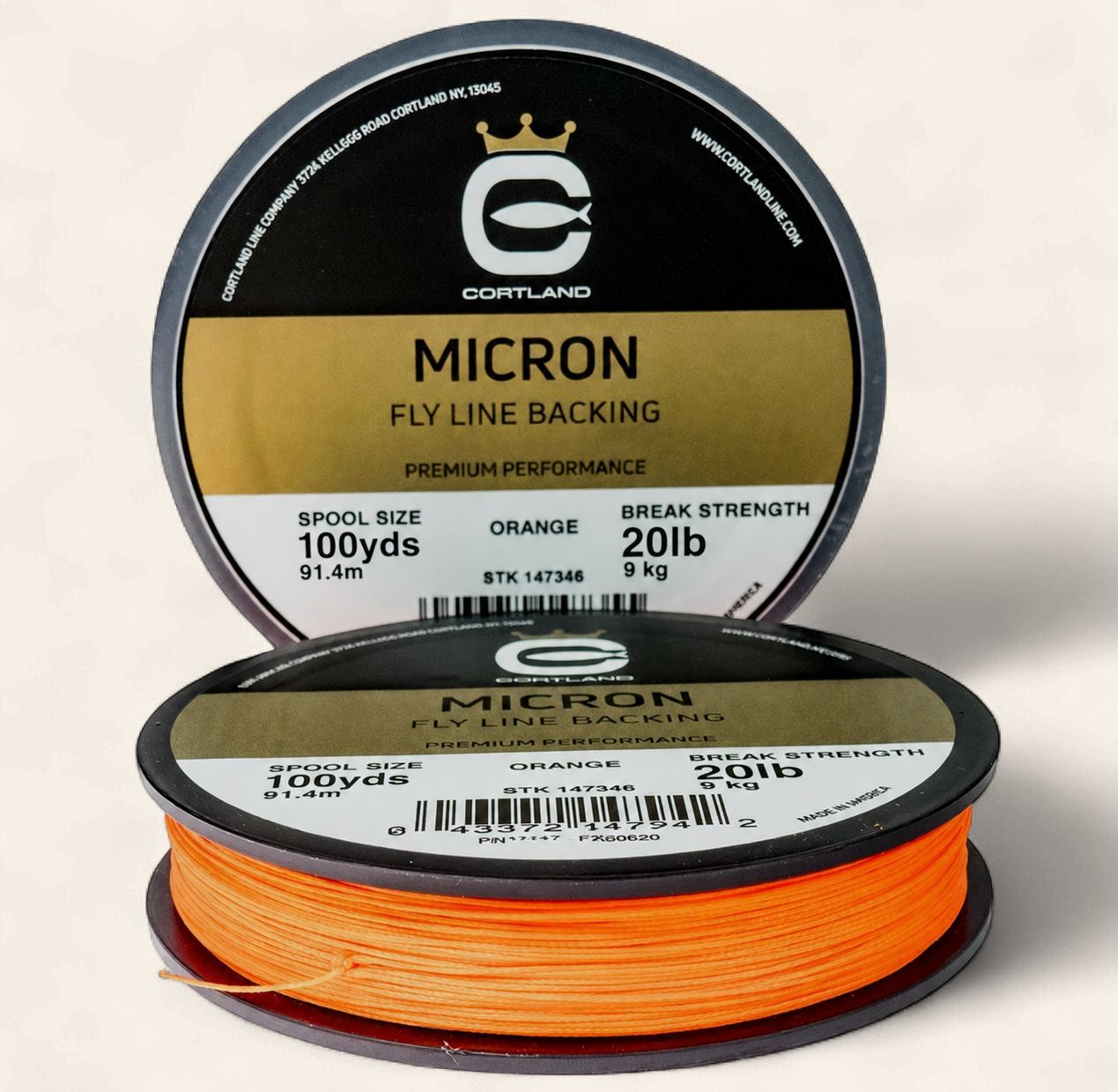 Cortland Micron Fly Line Backing 20 lb 100 yds Orange
