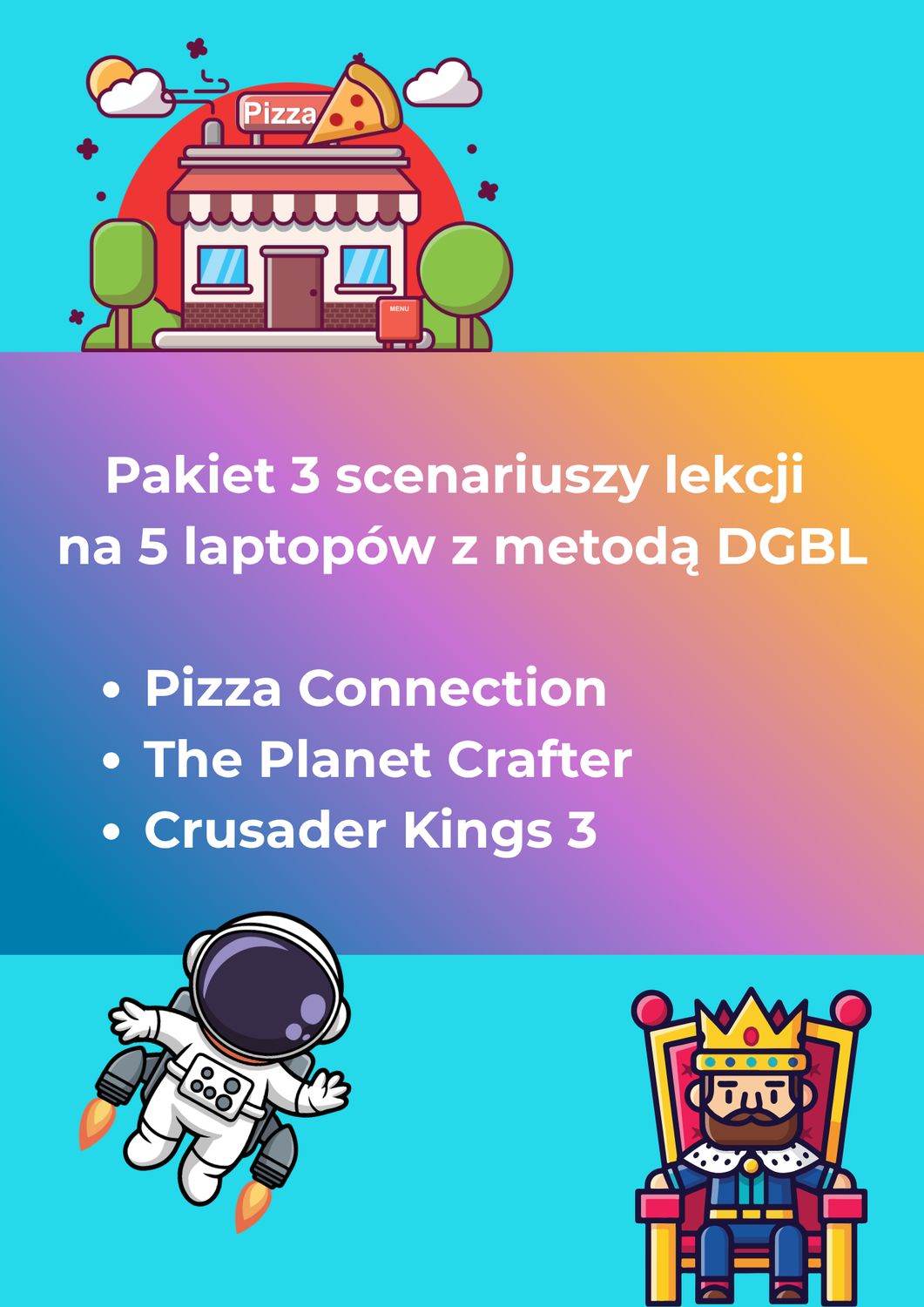 Pakiet 3 scenariuszy lekcji na 5 laptopów z metodą DGBL