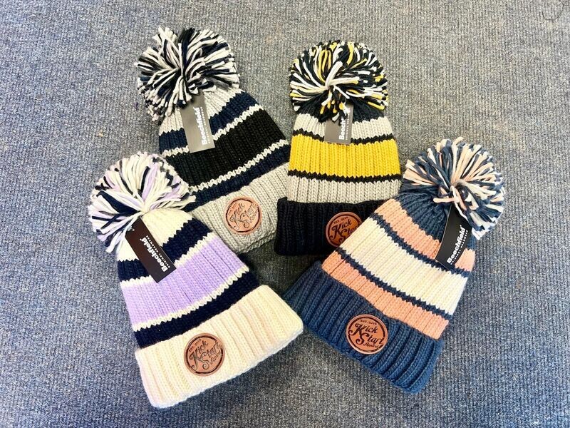 Kickstart Striped Bobble Hats - NEW