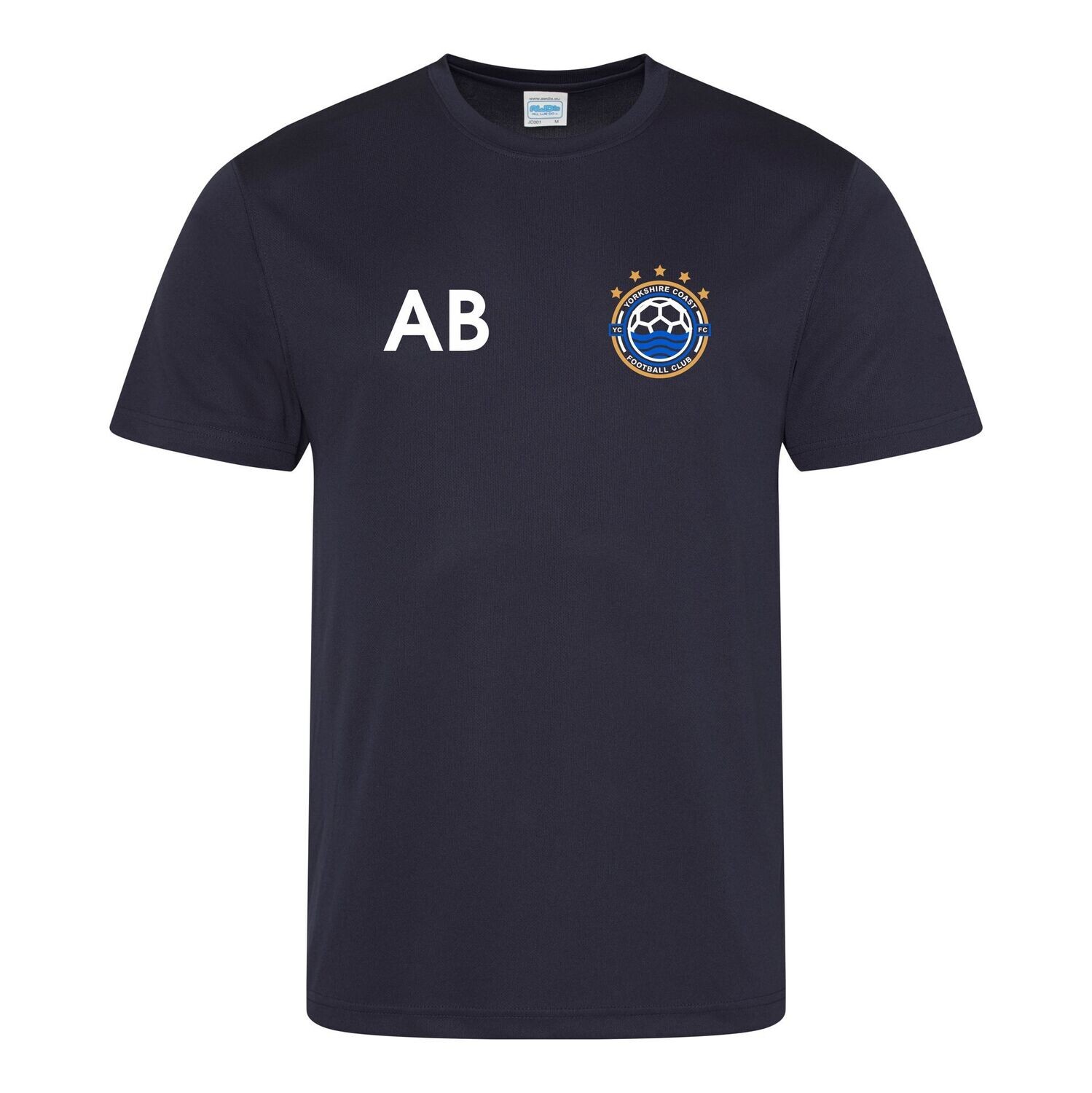 Adults Yorkshire Coast Football Club Navy Cool Tec T-Shirt