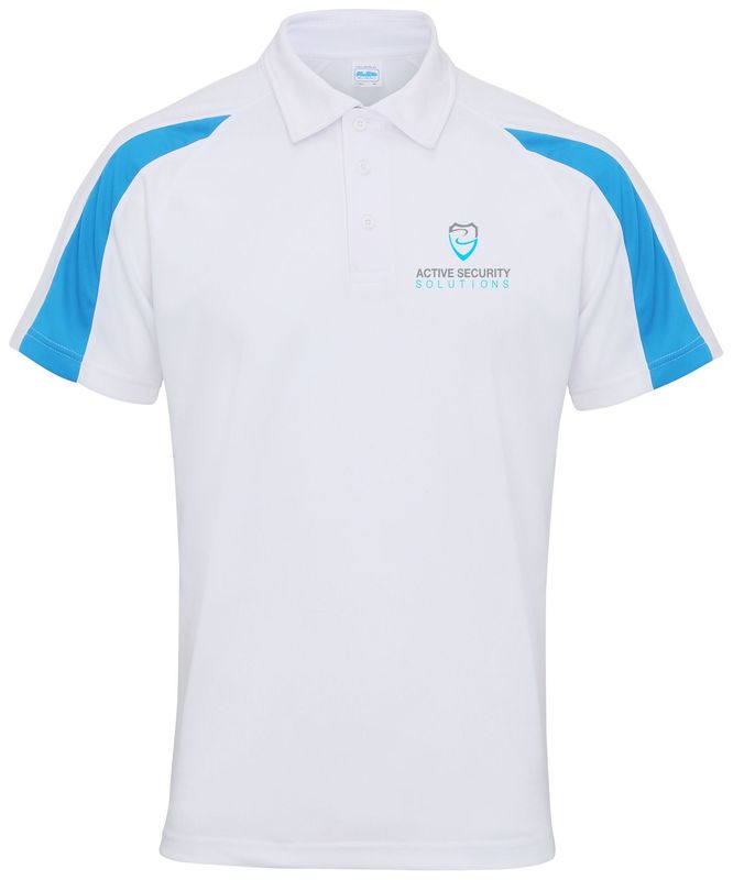 Active Security - Arctic White/ Sapphire Blue Company Cool Tec Polo JC043