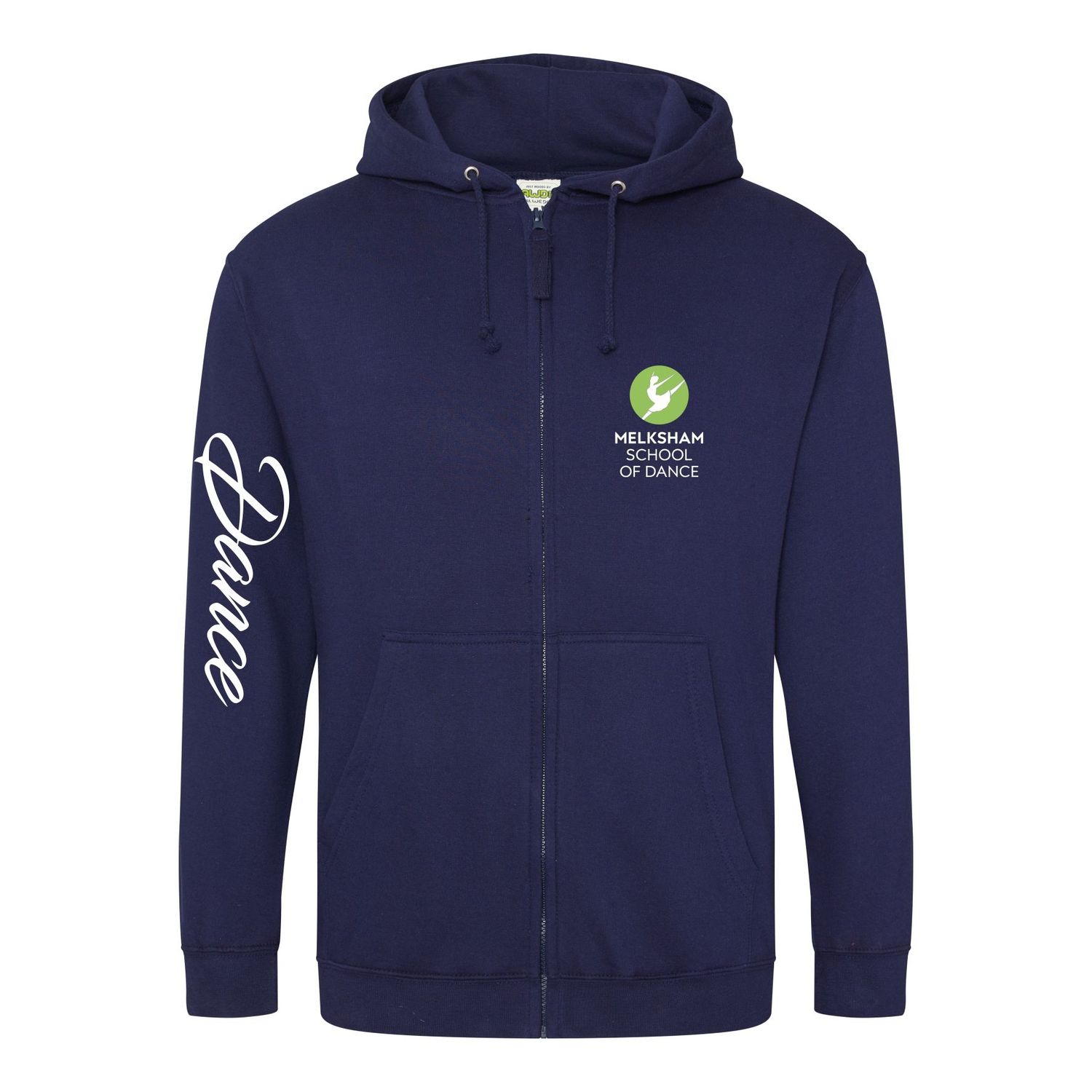Melksham School Of Ballet, Tap & Dance - Kids Oxford Navy Zip Hoodie (No Pull Cords) JH50J