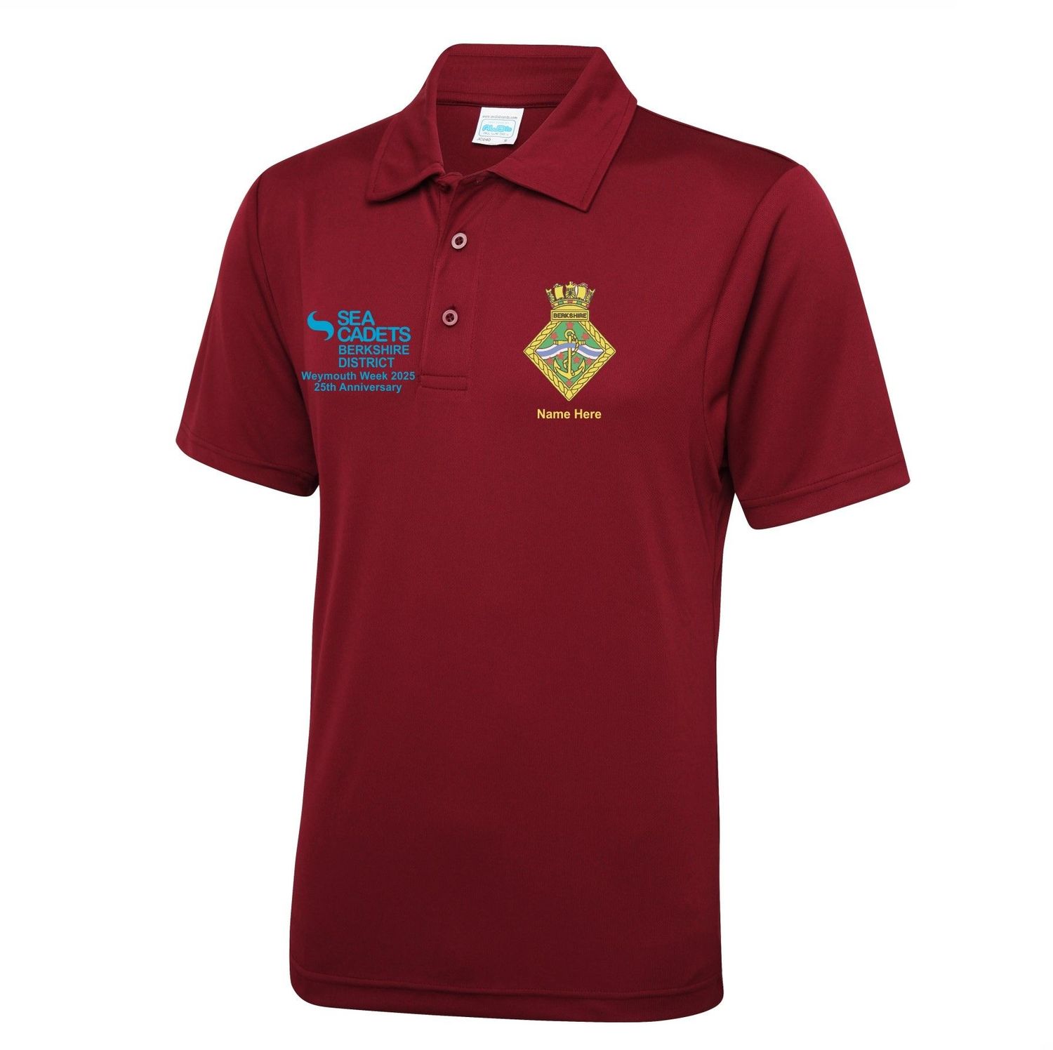 SUMMER CAMP - Berkshire Sea Cadets Burgundy Cool Tec Polo - JC040/JC40J