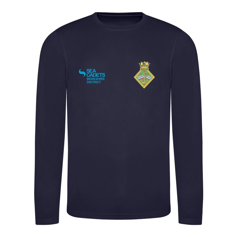 Berkshire Sea Cadets - Adult Long Sleeved Navy  Cool Tec T-shirt JC002