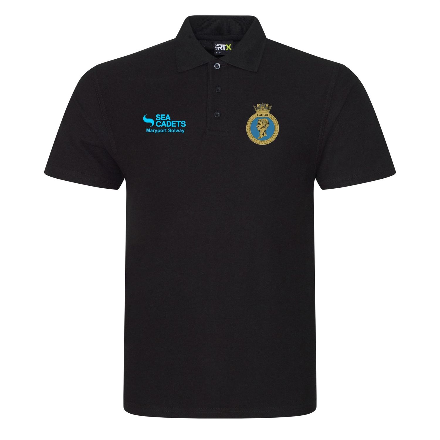 Maryport  Sea Cadets  - Adult Cotton Black Polo RX101 INSTRUCTOR