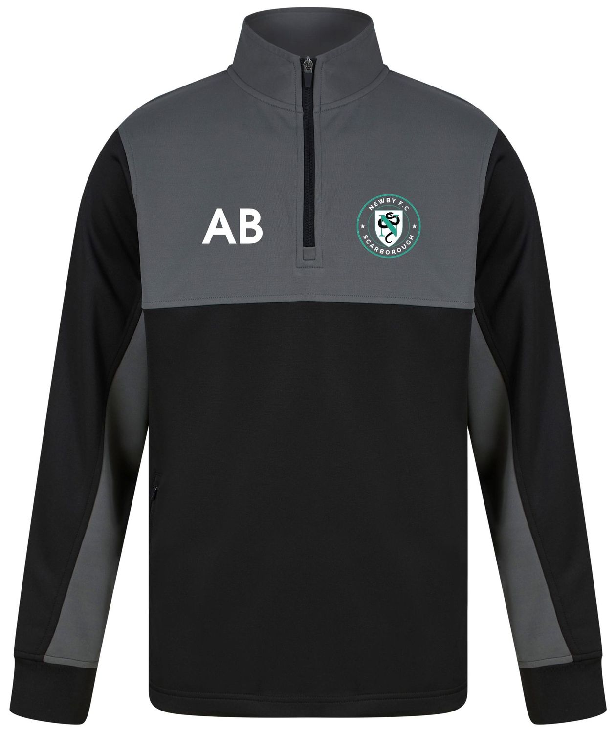 Newby FC -  Adult Black/Grey 1/4 Zip Top LV874