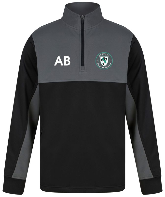 Newby FC -  Adult Black/Grey 1/4 Zip Top LV874