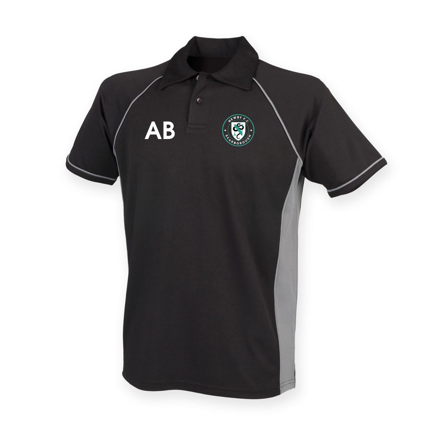 Newby FC - Adults Black/Grey Piped Performance Polo LV370