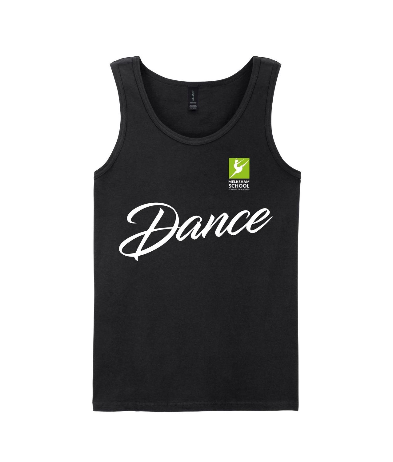 GD012 Melksham School Of Ballet, Tap & Dance - Adult's Black Vest Top GD012 Melksham School Of Ballet, Tap & Dance - Adult's Black Vest Top