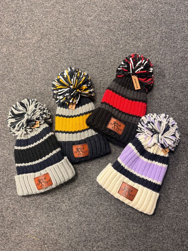 Kickstart Striped Bobble Hats - NEW Kickstart Striped Bobble Hats - NEW