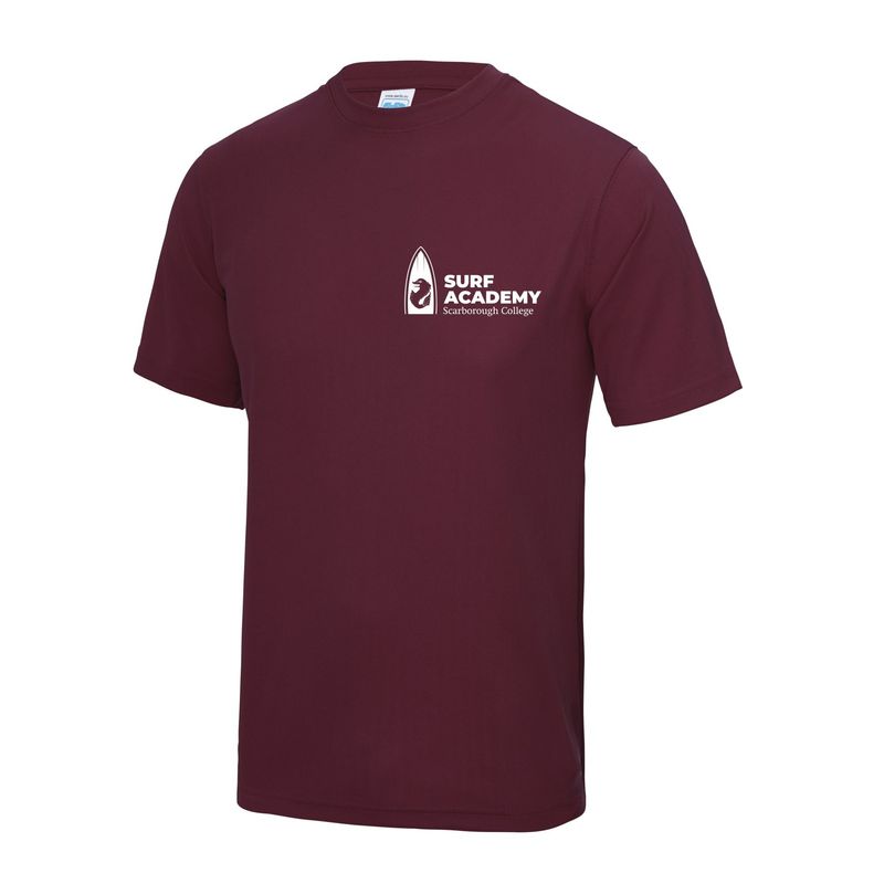 Surf Academy - Kids Burgundy Cool Tec T-shirt JC01B