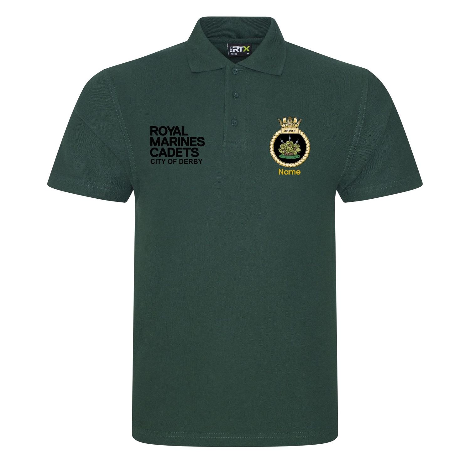 City Of Derby Royal Marines Cadets - Adult Cotton Bottle Green Polo RX101