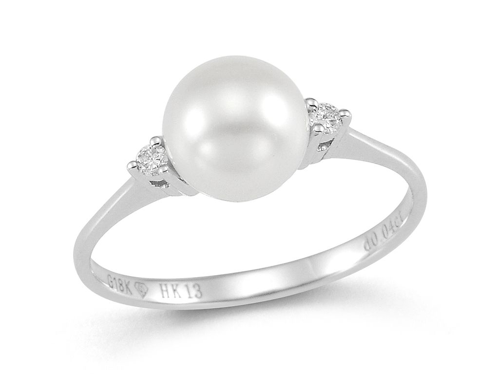 18K金珍珠钻石戒指