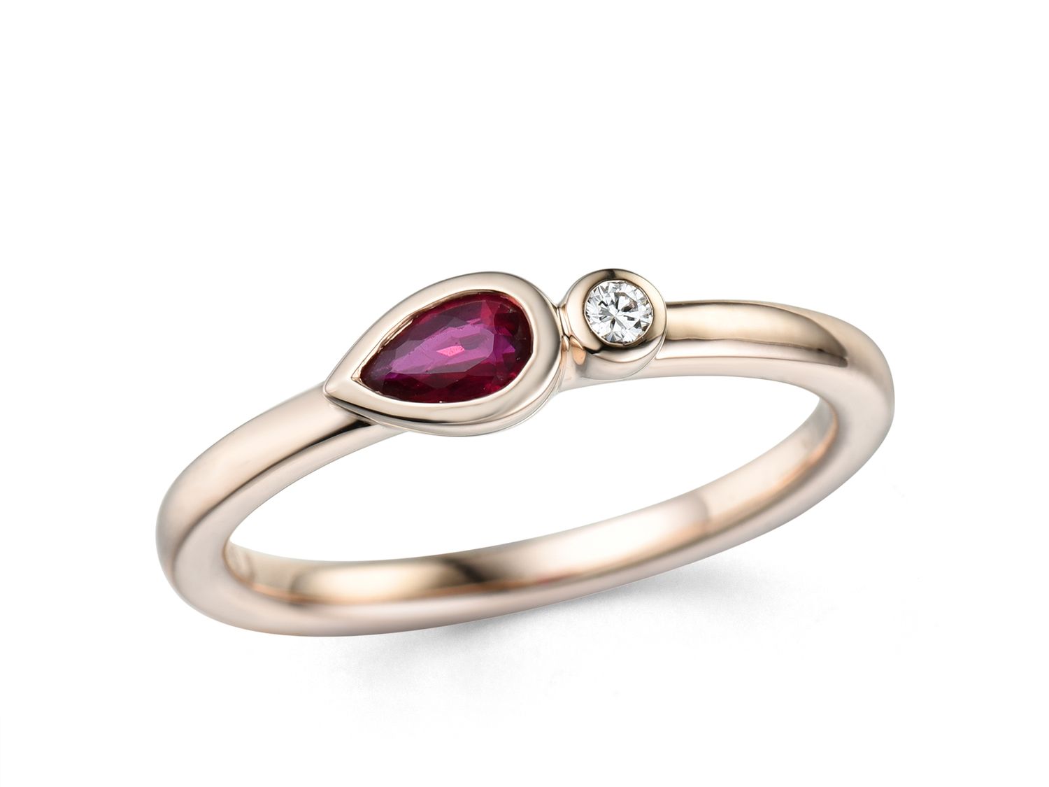 14K金红宝钻石戒指