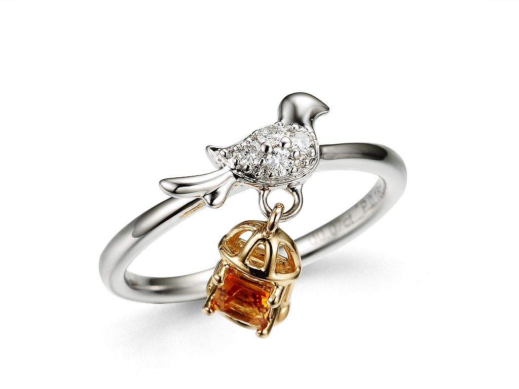 18K金黄晶钻石戒指