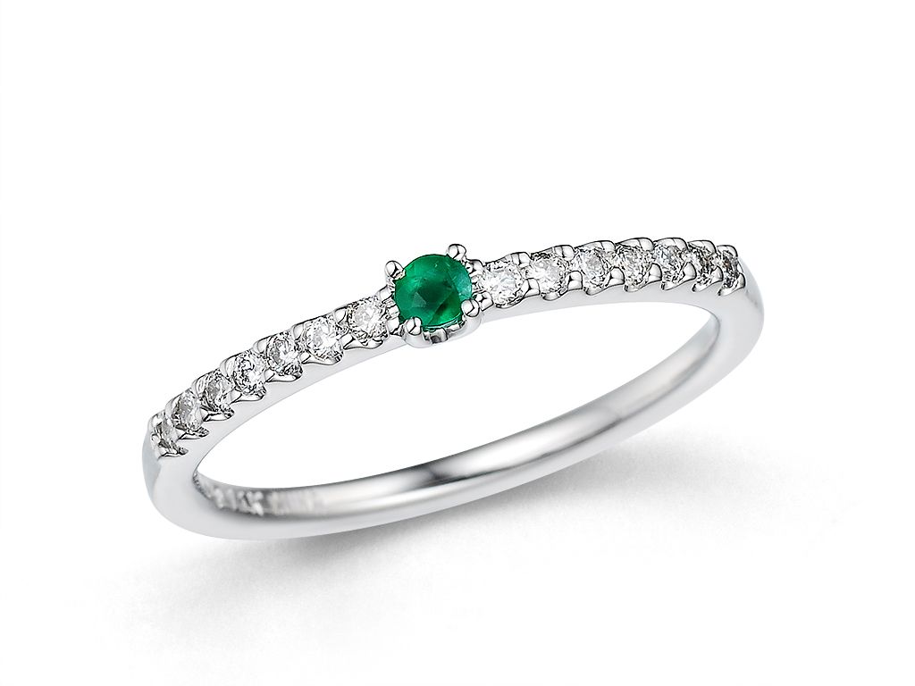 18K金祖母绿钻石戒指