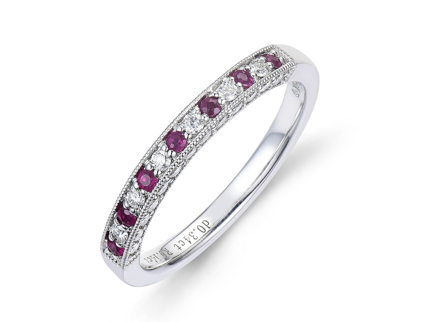 18K金红宝钻石戒指