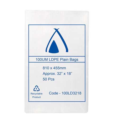 LDPE Bags 32x18" 810x455mm 100UM (50 Bags)