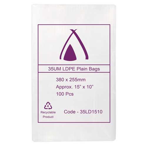 LDPE Bags 15x10" 380x255mm 35UM (100 Bags)