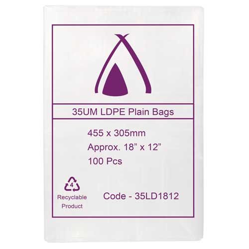 LDPE Bags 18x12" 455x305mm 35UM (100 Bags)