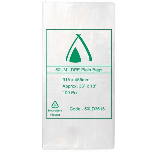 LDPE Bags 36x18 LDPE Bags 36x18" 915x455mm 50UM (100 Bags)