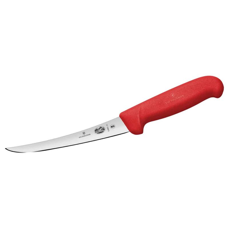 Victorinox Boning Knife, 15cm Curved and Narrow Blade, Red Handle