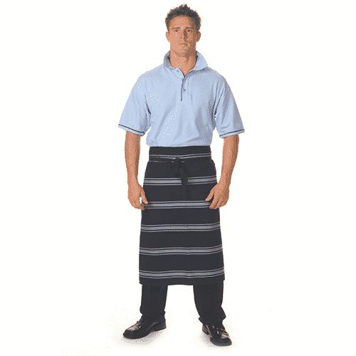 Apron Poly Cotton, Waist 3/4 Striped (Navy and White)