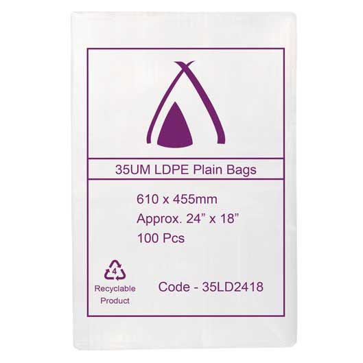 LDPE Bags 24x18" 610x450mm 35UM (100 Bags)