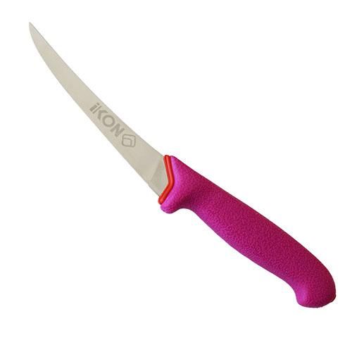 Giesser Boning Knife, 15cm Curved Narrow Stiff Blade: Pink Handle