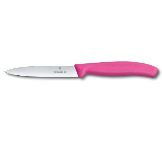 Victorinox Paring Knife, 10cm Pointed Blade, Pink Handle