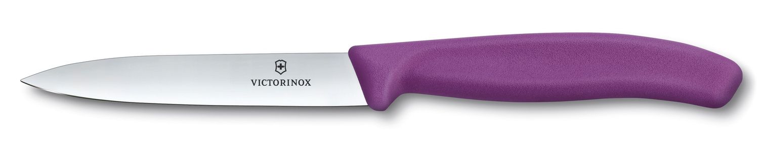 Victorinox Paring Knife, 10cm Pointed Blade, Purple Handle