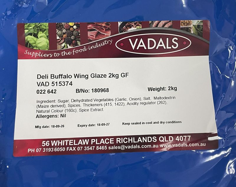 Vadals Deli Buffalo Wing Glaze 2kgs