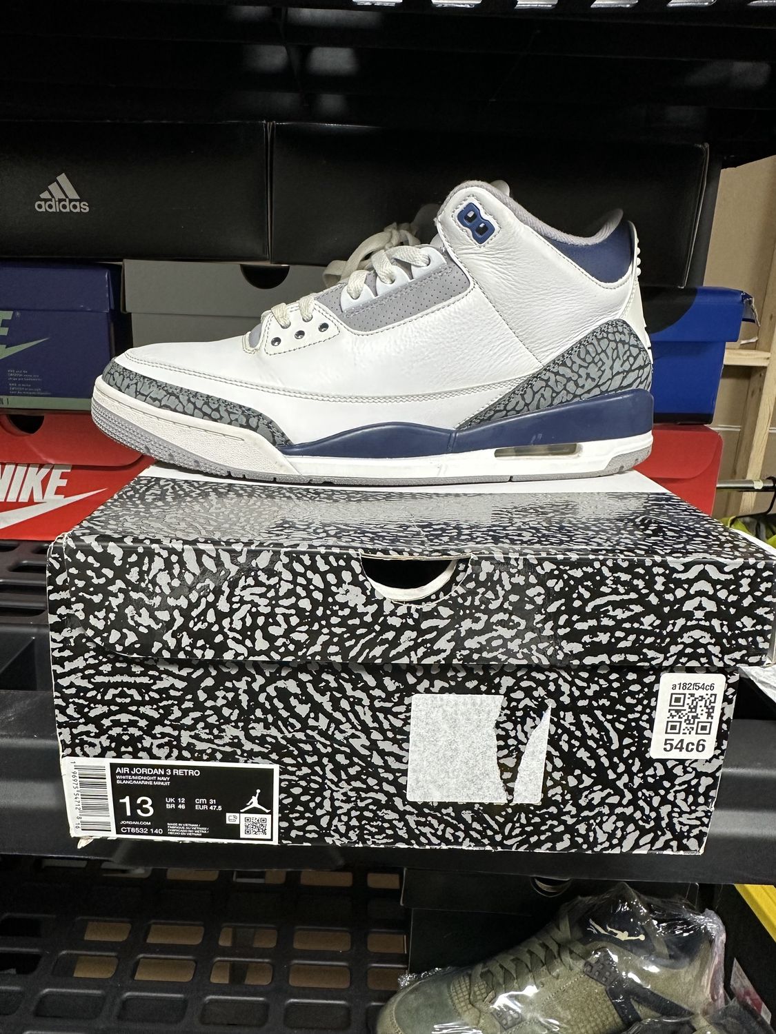 Used-Sz 13-AIR JORDAN 3 RETRO Midnight Navy
