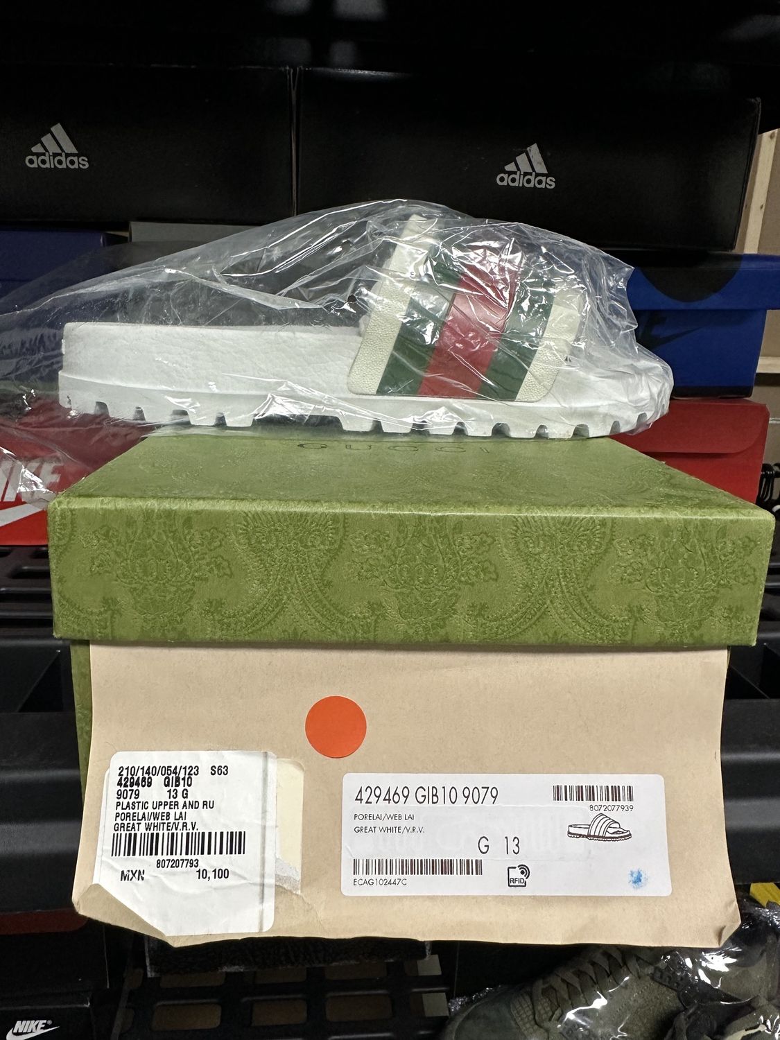 Sz-13.5US Web Slide Sandal White