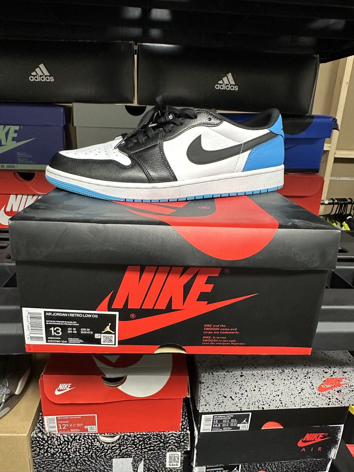 Used- Size 13 - Jordan 1 Retro Low OG UNC Powder Blue