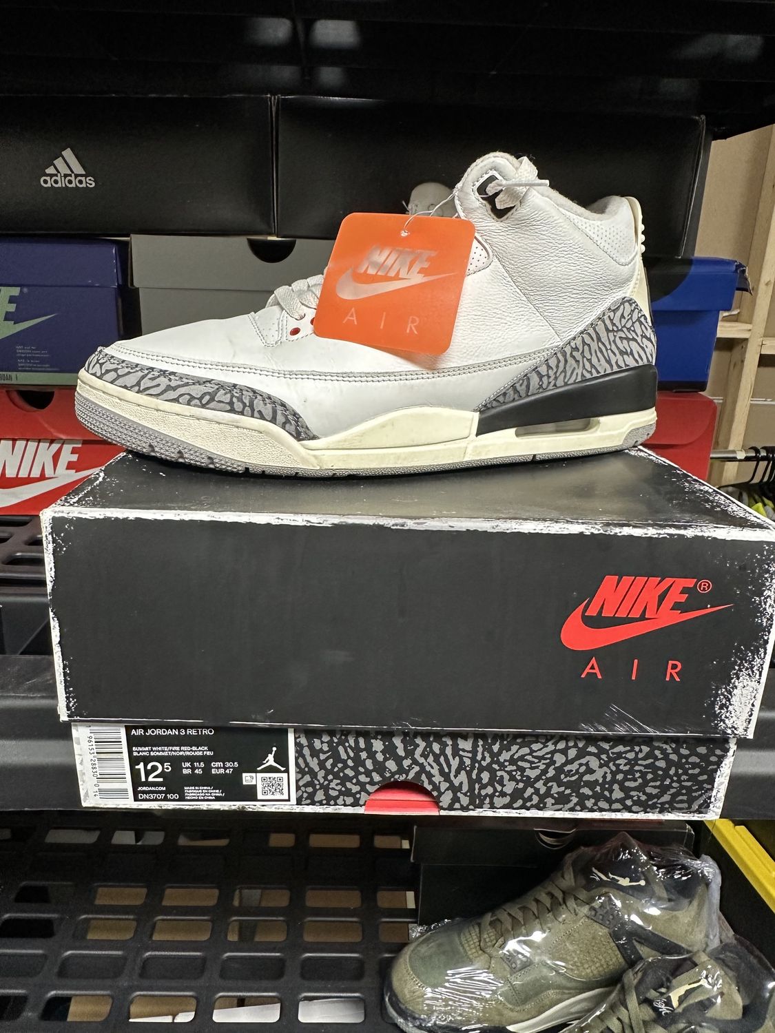 Used- Sz 12.5- Jordan 3 Cement Reimagined
